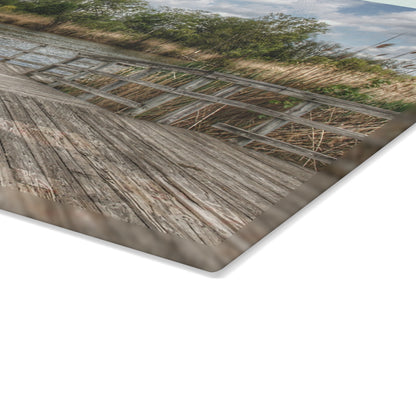 U R There Photography Bridge Overlooking Water Tower Park in Lapeer Rustic Farmhouse Tempered-Glass Cutting Board