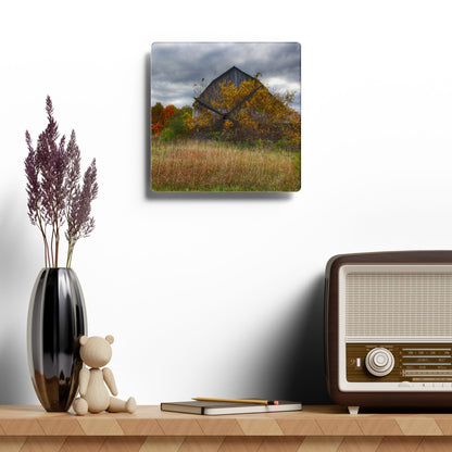 U R There Photography Church Road Grey II Rustic Farmhouse Acrylic Analog Wall Clock