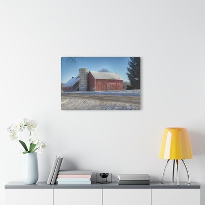 U R There Photography Metamora Red in Winter Rustic Farmhouse Acrylic Wall Print