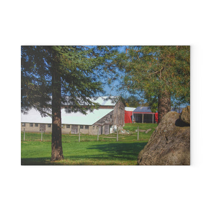 U R There Photography Oakwood Road Old Grey Rustic Farmhouse Tempered-Glass Cutting Board