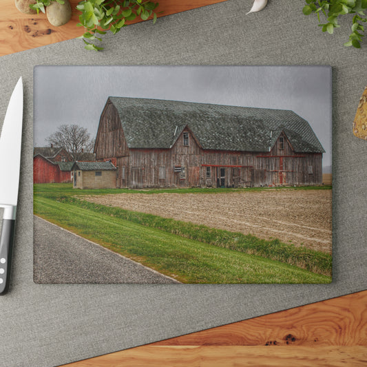 U R There Photography Roedel Roadside Reds I Rustic Farmhouse Tempered-Glass Cutting Board