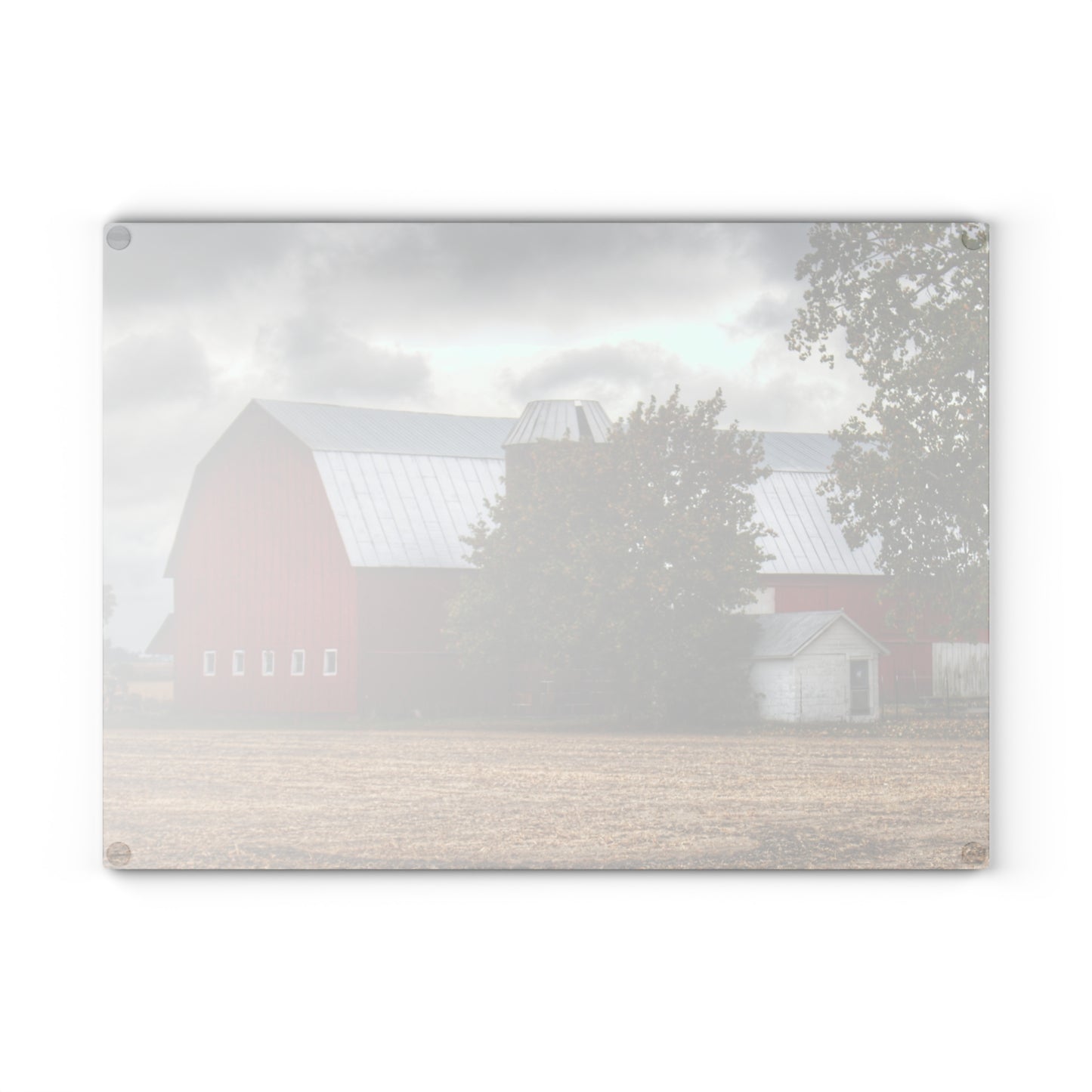 U R There Photography Wadsworth Road Red Rustic Farmhouse Tempered-Glass Cutting Board