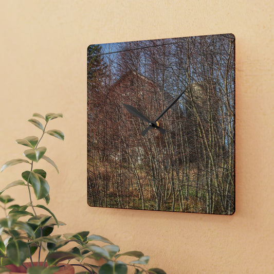 U R There Photography Otter Lake Hidden Red Rustic Farmhouse Acrylic Analog Wall Clock