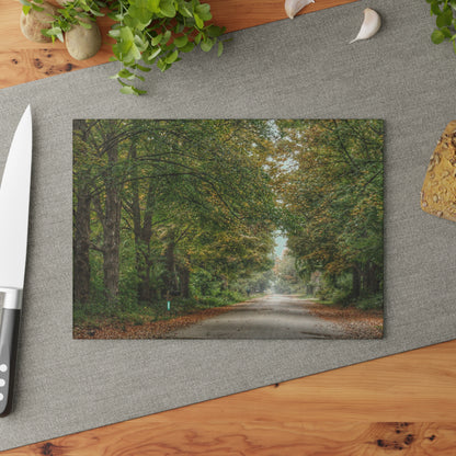 U R There Photography Country Roads in Millington Rustic Farmhouse Tempered-Glass Cutting Board