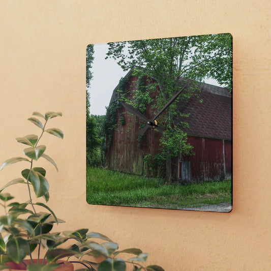 U R There Photography West Murphy Lake Red Rustic Farmhouse Acrylic Analog Wall Clock