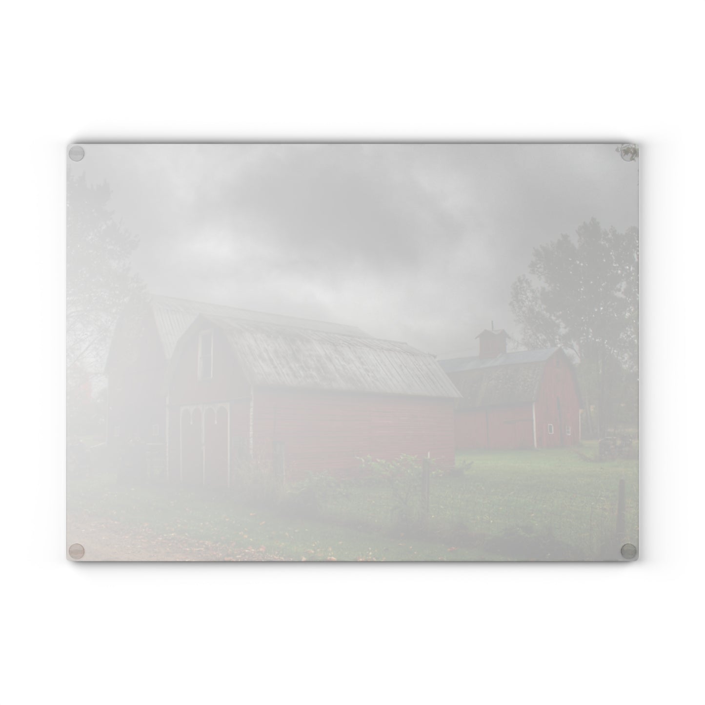 U R There Photography Cramton Road Reds II Rustic Farmhouse Tempered-Glass Cutting Board