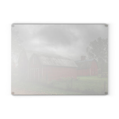 U R There Photography Cramton Road Reds II Rustic Farmhouse Tempered-Glass Cutting Board