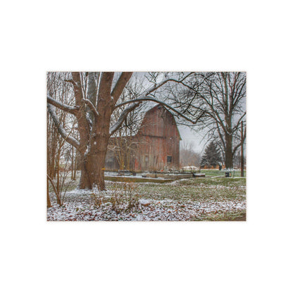 U R There Photography Bishop Road Winter Red Rustic Farmhouse Decorative Ceramic Tile