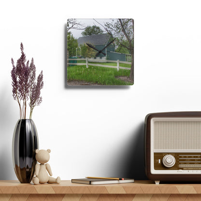 U R There Photography Lake George Road Fox Green Rustic Farmhouse Acrylic Wall Clock