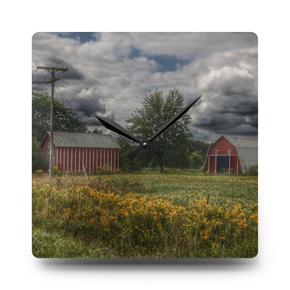 U R There Photography Pinstripe Barn and Buddy II Rustic Farmhouse Acrylic Analog Wall Clock