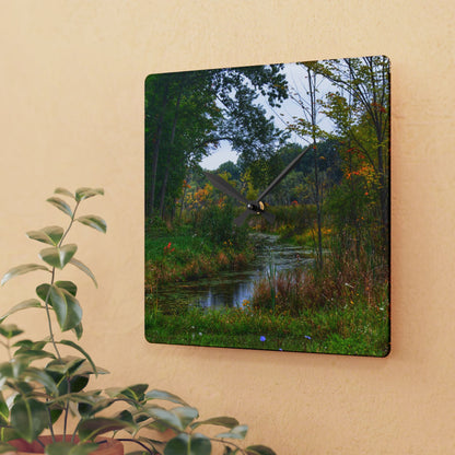 Rustic Farmhouse Wall Clock Featuring A River Runs Through It