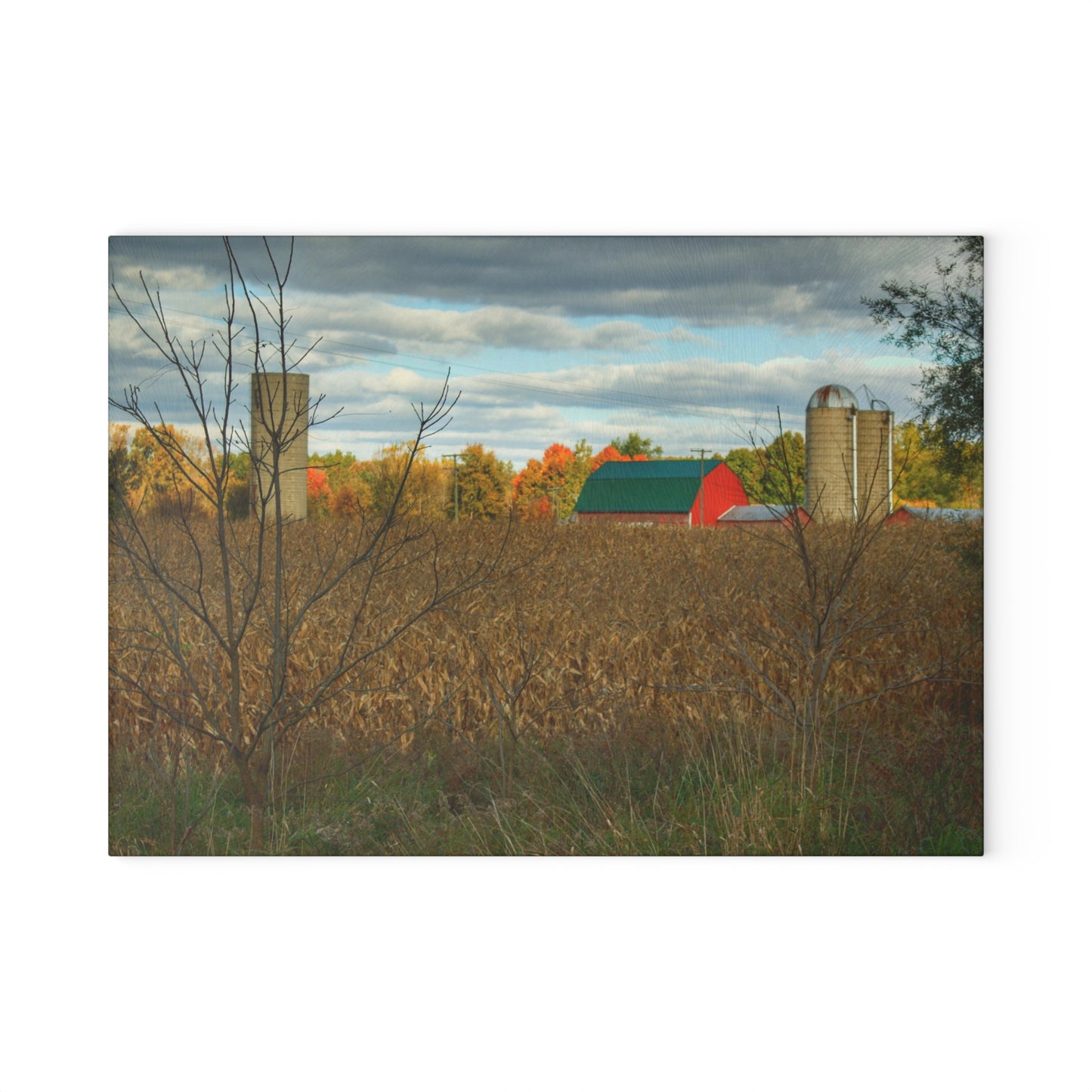 U R There Photography Beyond the Harvest Corn II Rustic Farmhouse Tempered-Glass Cutting Board