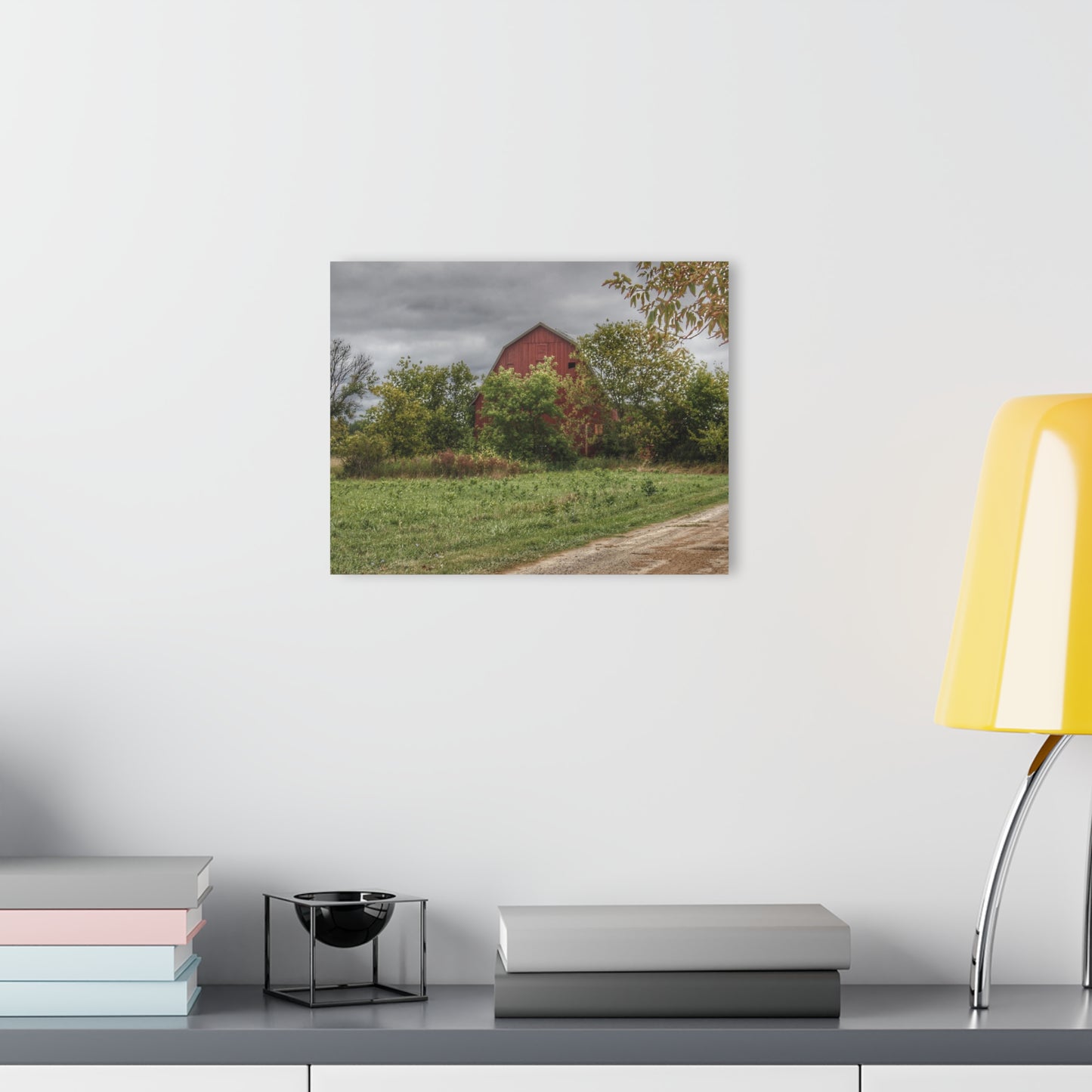 U R There Photography Bristol Road Hidden Red Rustic Farmhouse Acrylic Wall Print