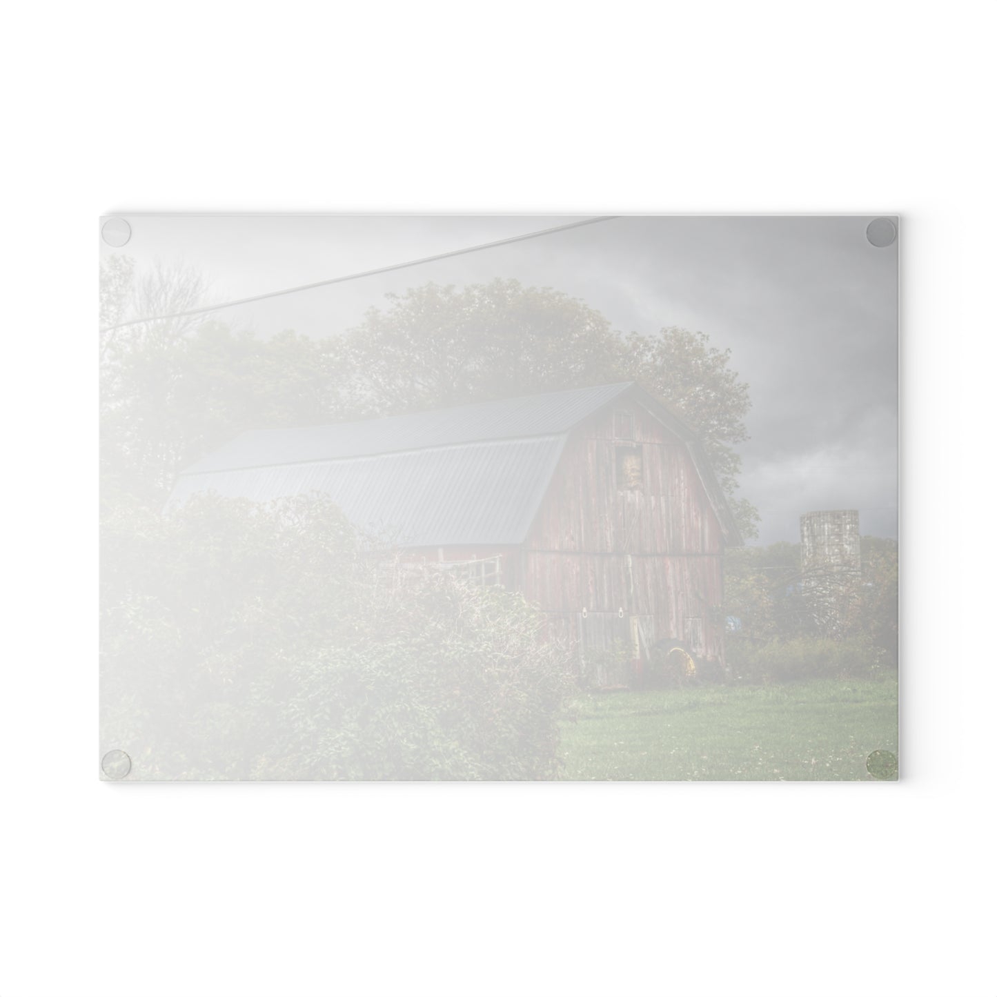U R There Photography North Clio Road Red Rustic Farmhouse Tempered-Glass Cutting Board