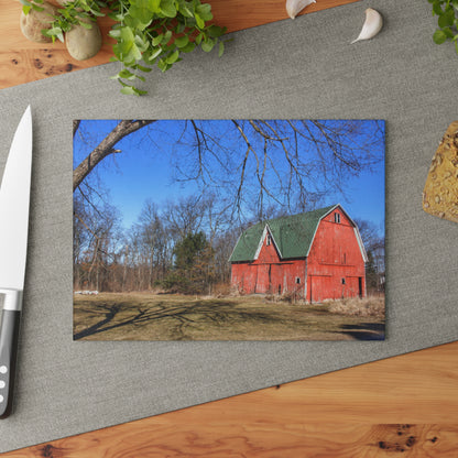 U R There Photography Hickory Ridge Red I Rustic Farmhouse Tempered-Glass Cutting Board