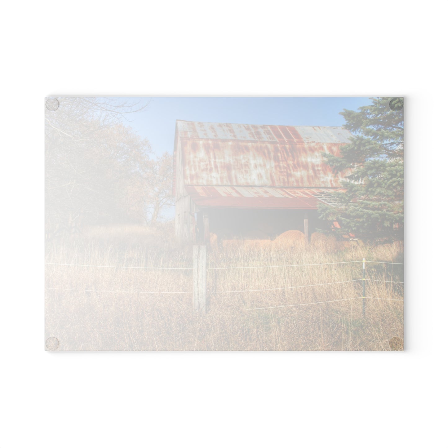 U R There Photography Dodge Road Hay Barn I Rustic Farmhouse Tempered-Glass Cutting Board