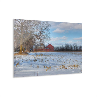Rustic Farmhouse Wall Print Featuring Across Barnes Roads Frozen Corn Field