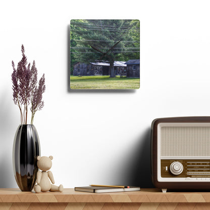 U R There Photography Leonard Road Roadside Greys Rustic Farmhouse Acrylic Analog Wall Clock
