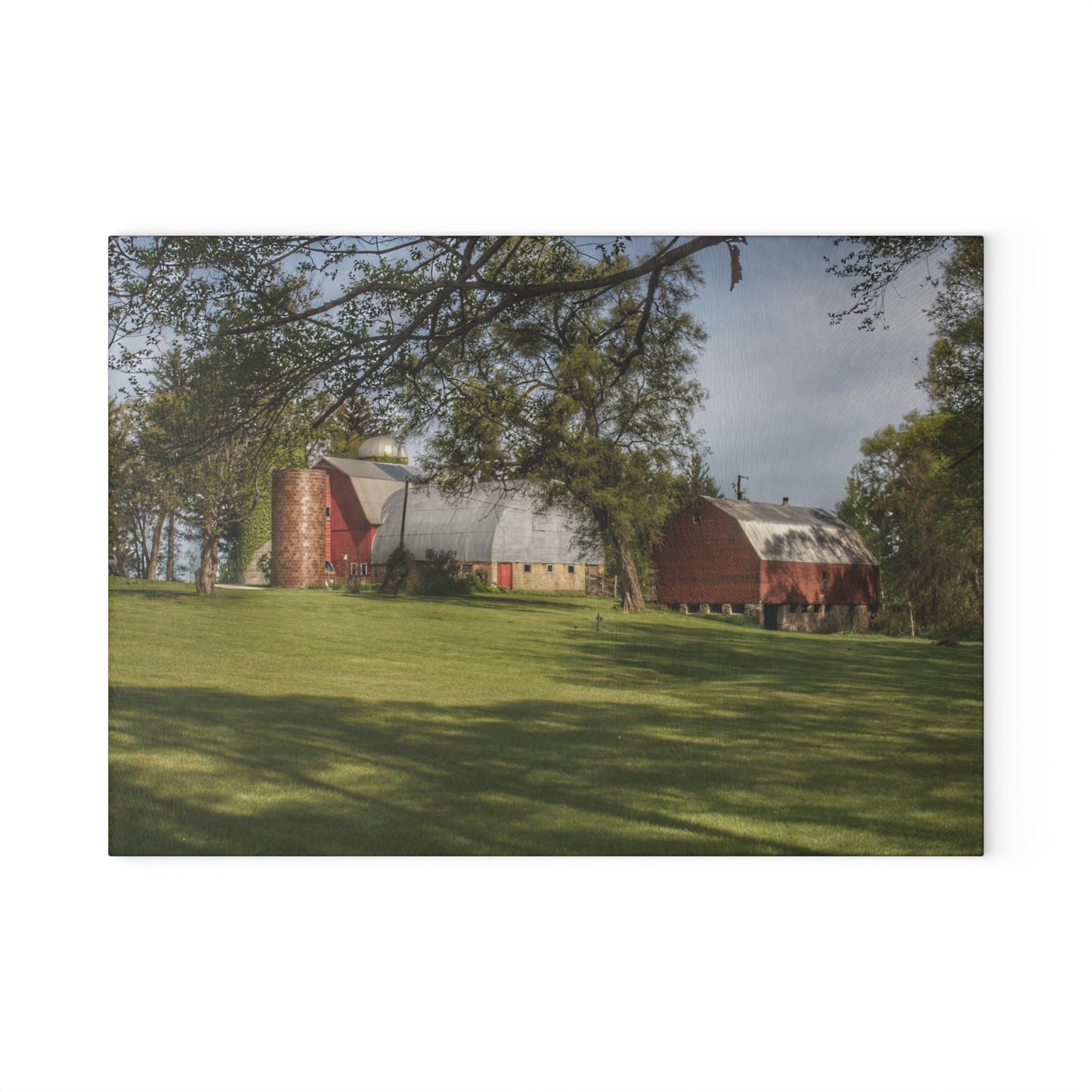 U R There Photography Clark Park Road Reds Rustic Farmhouse Tempered-Glass Cutting Board
