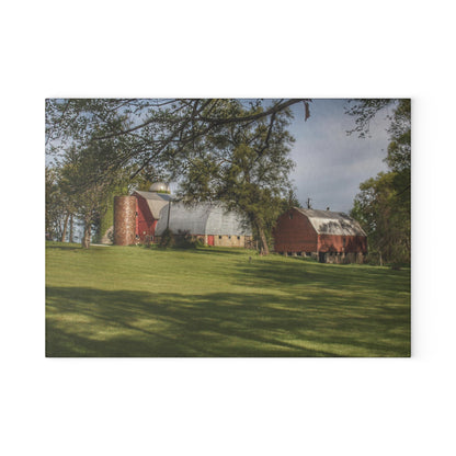 U R There Photography Clark Park Road Reds Rustic Farmhouse Tempered-Glass Cutting Board