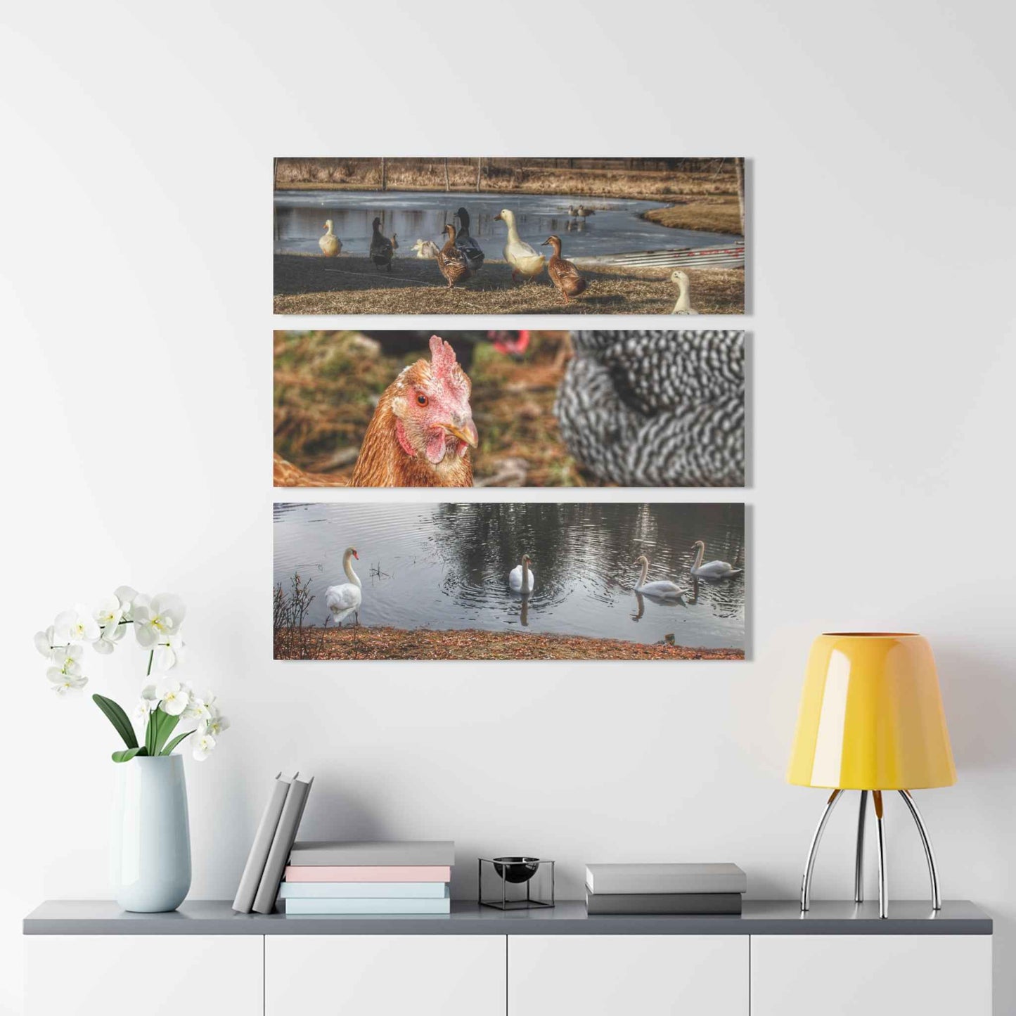 U R There Photography Something A Fowl Rustic Farmhouse 3-Panel Acrylic Wall Print