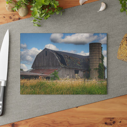 U R There Photography Millington Forgotten Grey Rustic Farmhouse Tempered-Glass Cutting Board