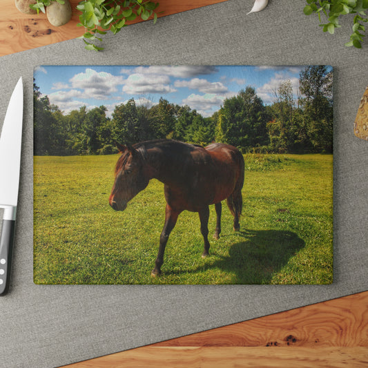 U R There Photography Brown Beauty II Rustic Farmhouse Tempered-Glass Cutting Board