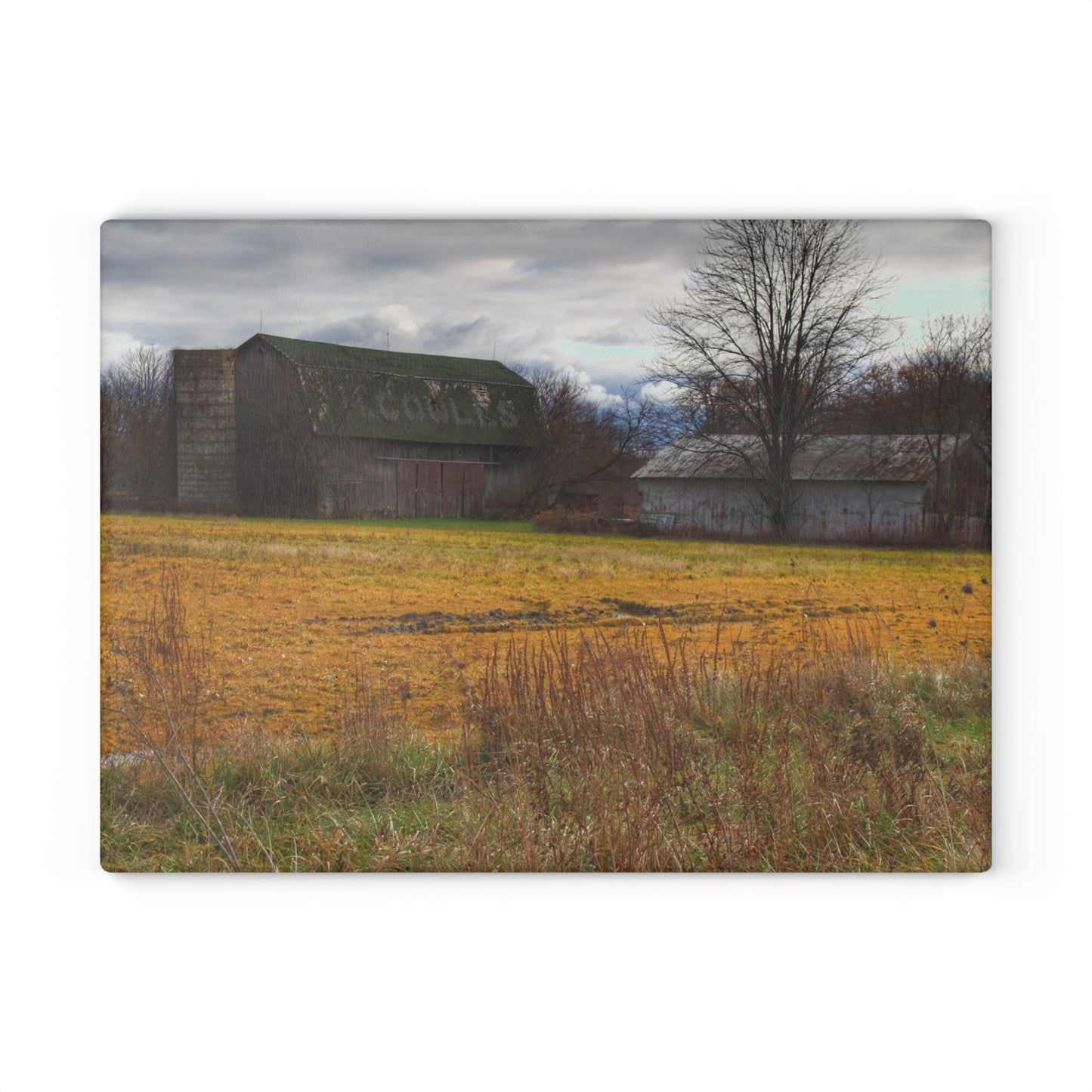 U R There Photography Fields of Golden Clover Rustic Farmhouse Tempered-Glass Cutting Board