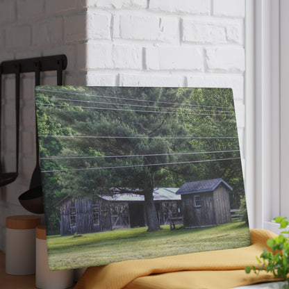 U R There Photography Leonard Road Roadside Greys Rustic Farmhouse Tempered-Glass Cutting Board