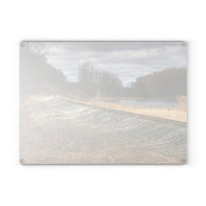 U R There Photography Aside the Tracks in Holly Rustic Farmhouse Tempered-Glass Cutting Board
