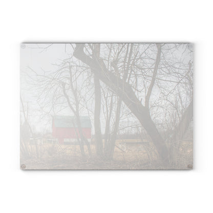 U R There Photography Daley Road Red II Rustic Farmhouse Tempered-Glass Cutting Board