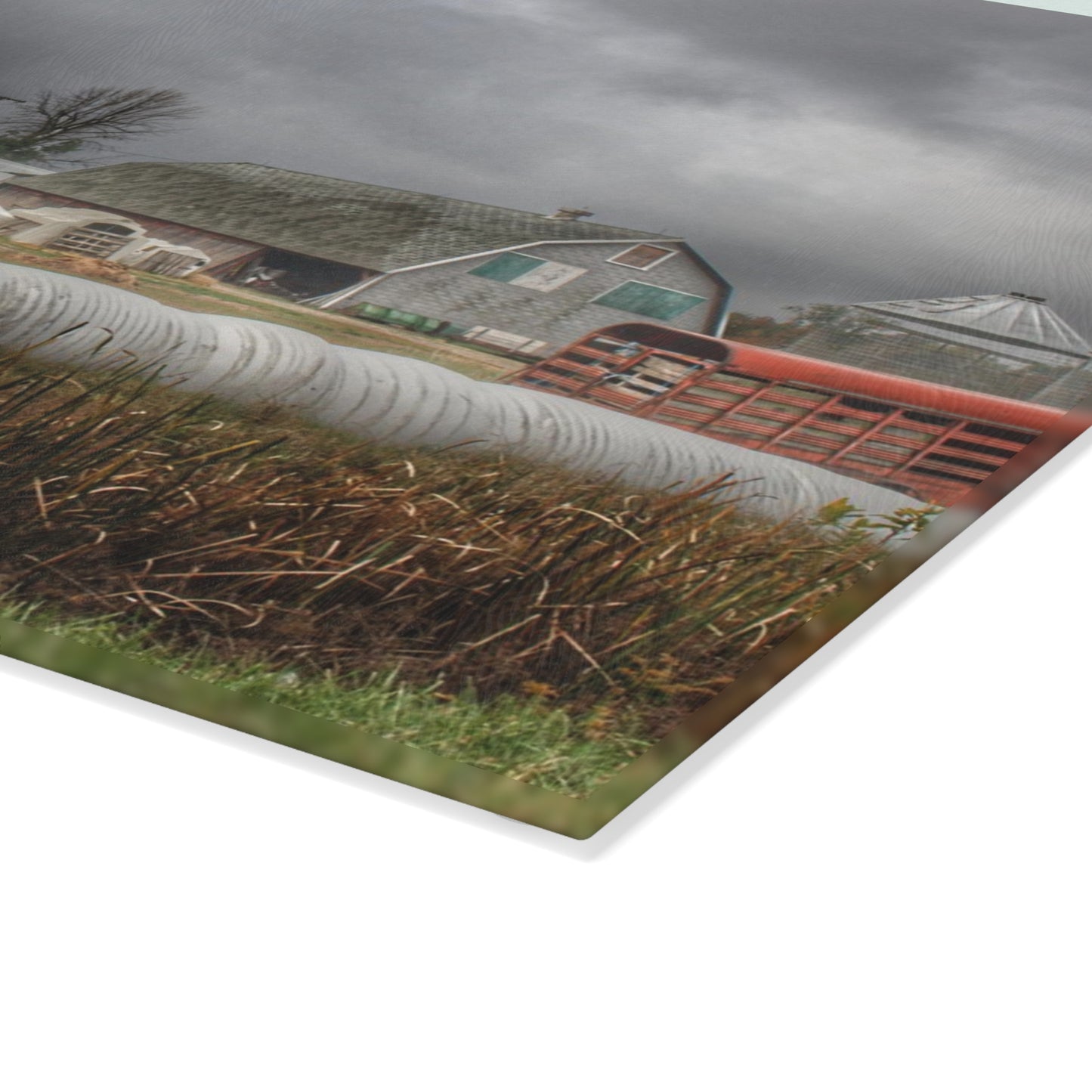 U R There Photography Waterman Road Grey I Rustic Farmhouse Tempered-Glass Cutting Board