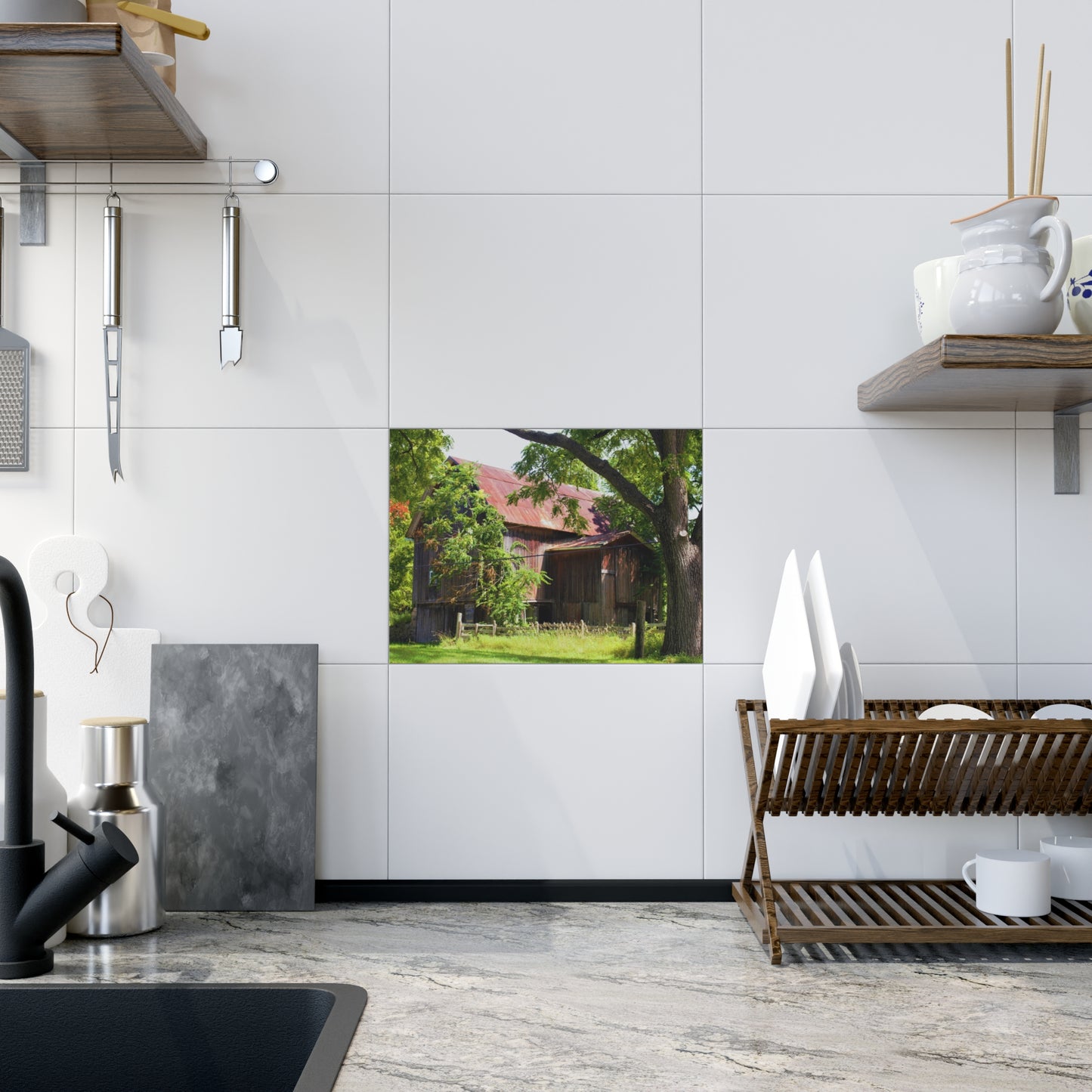 U R There Photography Oxford Rusted Red I Rustic Farmhouse Decorative Ceramic Tile