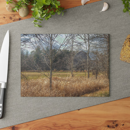U R There Photography Speaker Road Hidden Grey Rustic Farmhouse Tempered-Glass Cutting Board