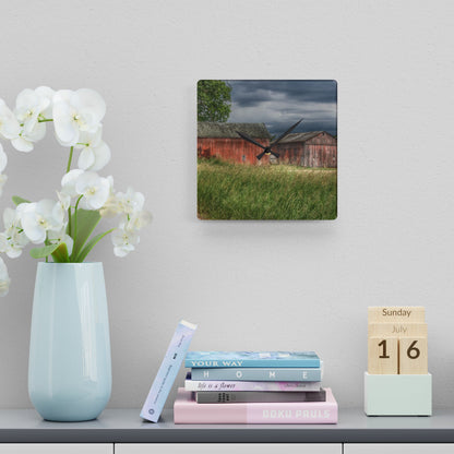 U R There Photography Hunters Creek Reds Rustic Farmhouse Acrylic Analog Wall Clock