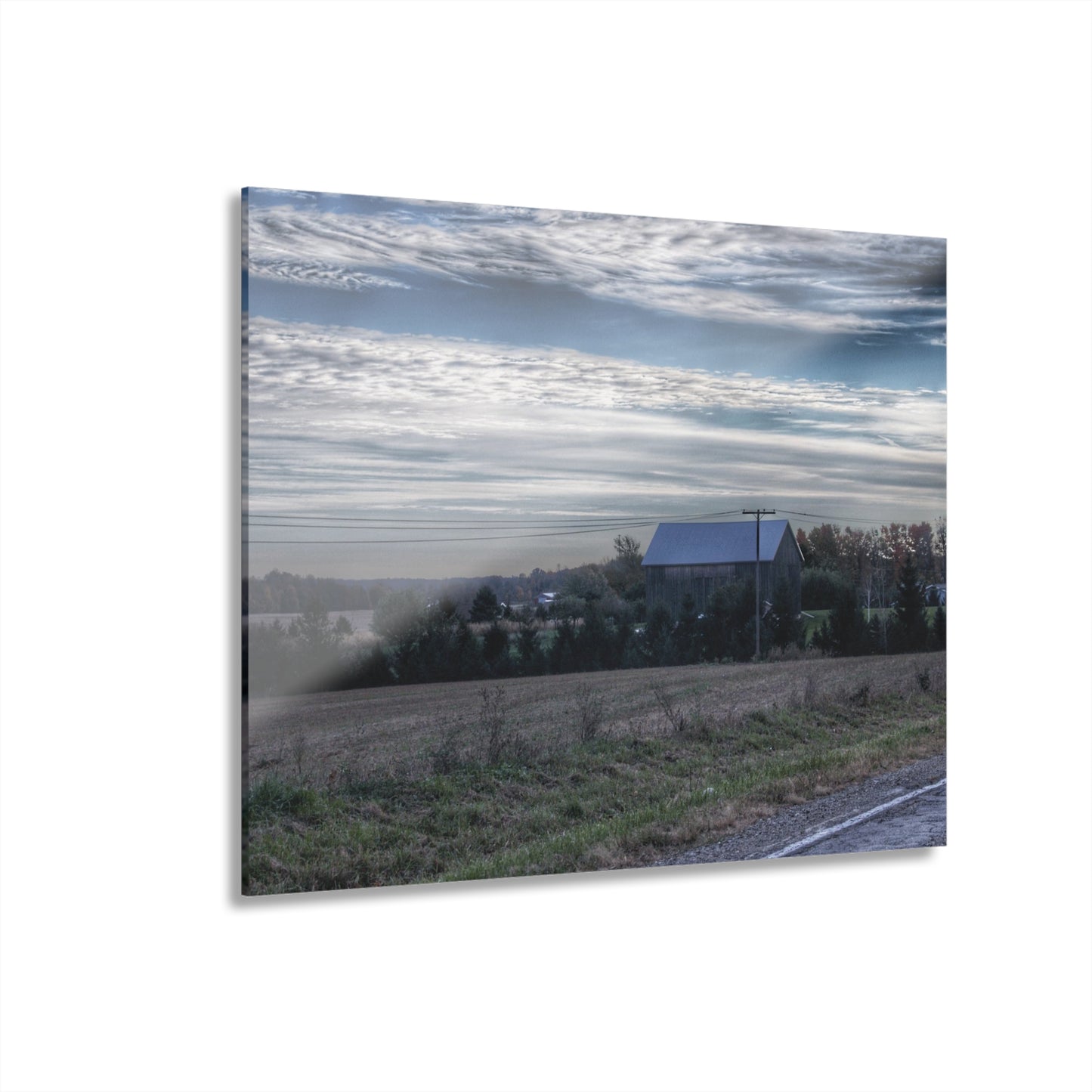 U R There Photography Burnside Road Grey Blues Rustic Farmhouse Acrylic Wall Print