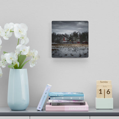 U R There Photography Across the Field in Thornville Rustic Farmhouse Acrylic Analog Wall Clock