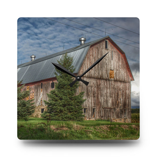 North Irish Red III Rustic Farmhouse Acrylic Analog Wall Clock 10.75'' × 10.75'' (Square)