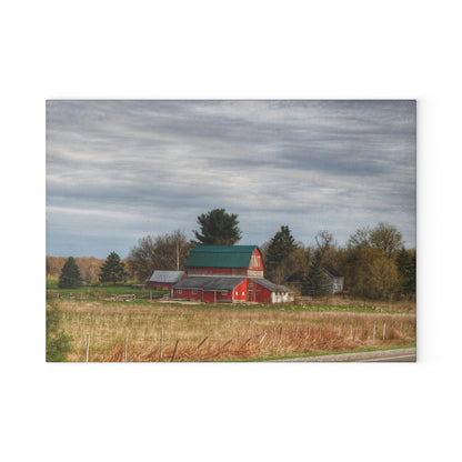 U R There Photography M-24 TnT Red II Rustic Farmhouse Tempered-Glass Cutting Board