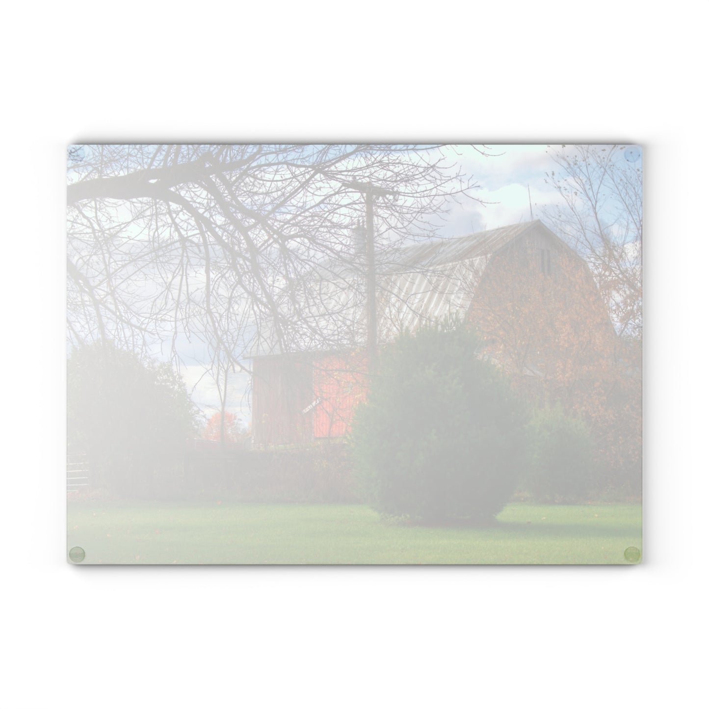 U R There Photography Millis Road Hidden Red Rustic Farmhouse Tempered-Glass Cutting Board