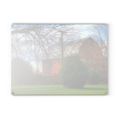 U R There Photography Millis Road Hidden Red Rustic Farmhouse Tempered-Glass Cutting Board