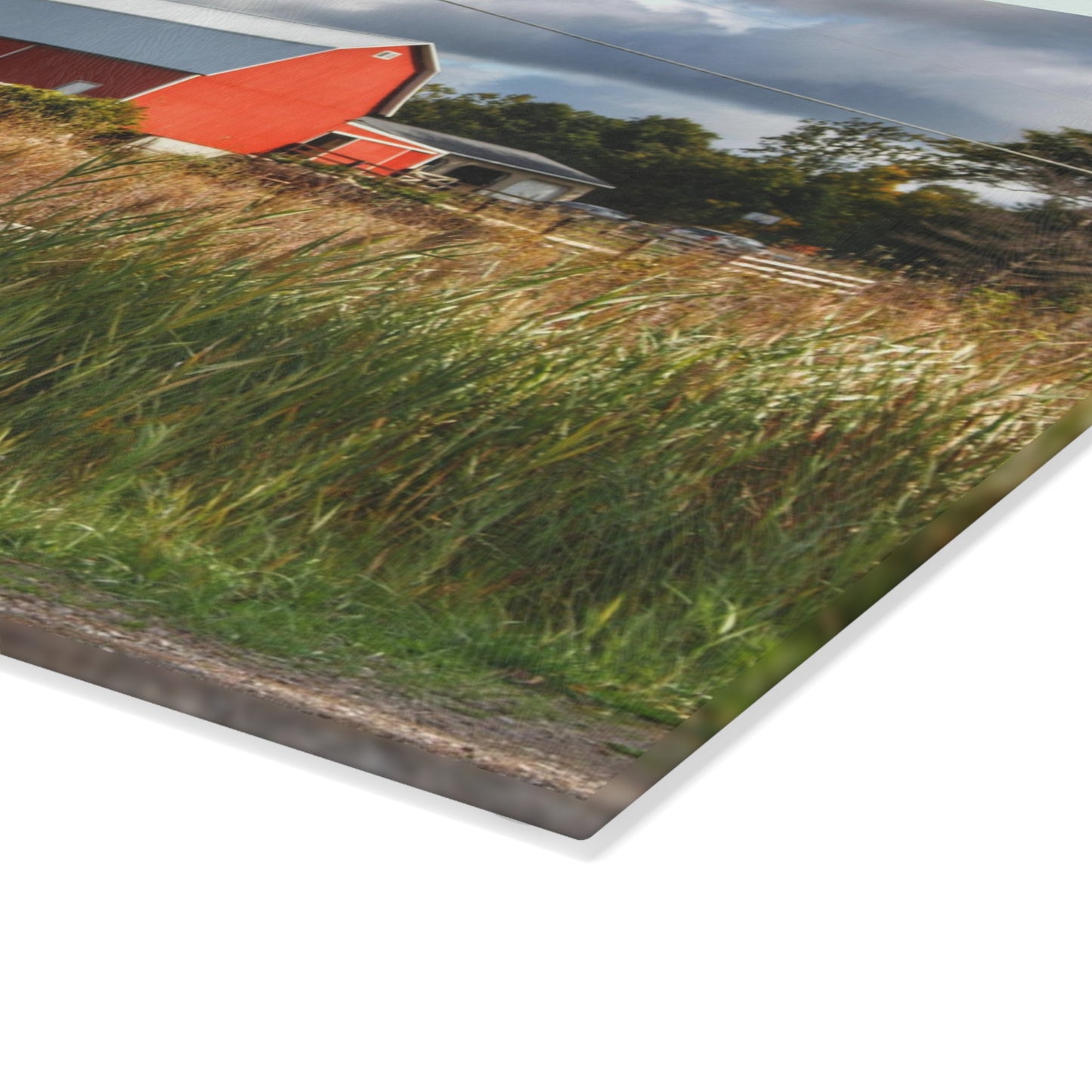 U R There Photography Beyond the Fence on Richfield Road Rustic Farmhouse Tempered-Glass Cutting Board