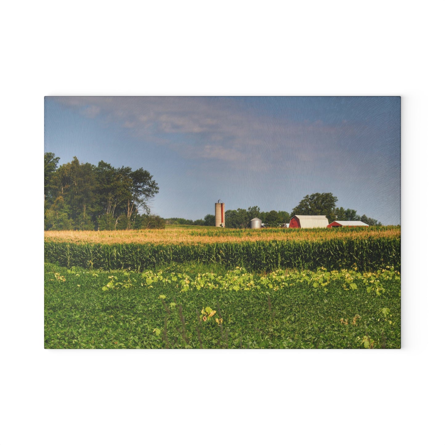 U R There Photography Across the Field in Clifford  Rustic Farmhouse Tempered-Glass Cutting Board