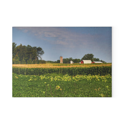 U R There Photography Across the Field in Clifford  Rustic Farmhouse Tempered-Glass Cutting Board