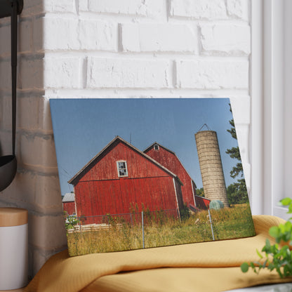 U R There Photography Shoemaker Road Reds Rustic Farmhouse Tempered-Glass Cutting Board