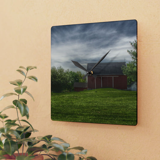 U R There Photography Kings Mill Red I Rustic Farmhouse Acrylic Analog Wall Clock
