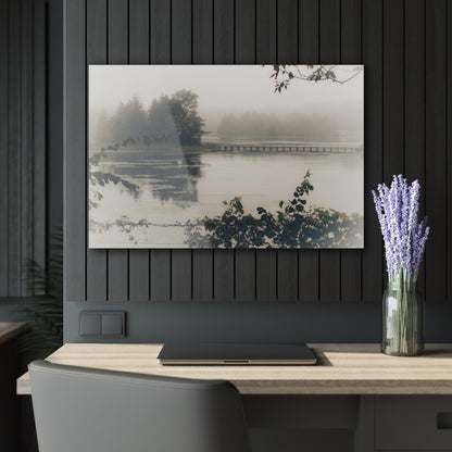 U R There Photography Bridge in Fog Rustic Farmhouse Acrylic Wall Print