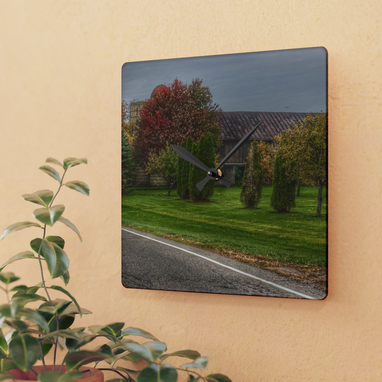 U R There Photography Goodrich Grey Rustic Farmhouse Acrylic Analog Wall Clock