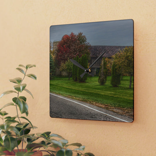 U R There Photography Goodrich Grey Rustic Farmhouse Acrylic Analog Wall Clock