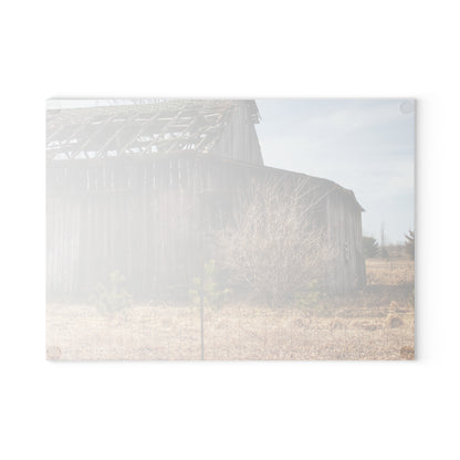 U R There Photography Leix Road Forgotten Grey II Rustic Farmhouse Tempered-Glass Cutting Board